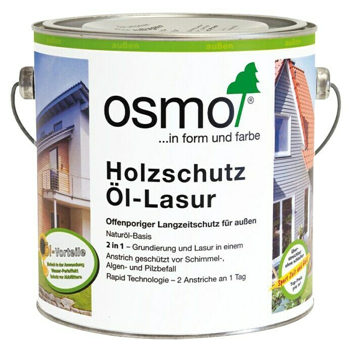 Osmo Holzschutz Öl-Lasur (Weiß - 900, 2,5 l, Seidenmatt)