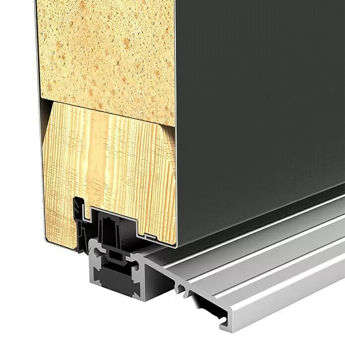 Gerda Haustür Thermo Prime 75 Rodan110 cm x 210 mm, DIN Anschlag: Links, Anthrazitgrau, Details in Edelstahl