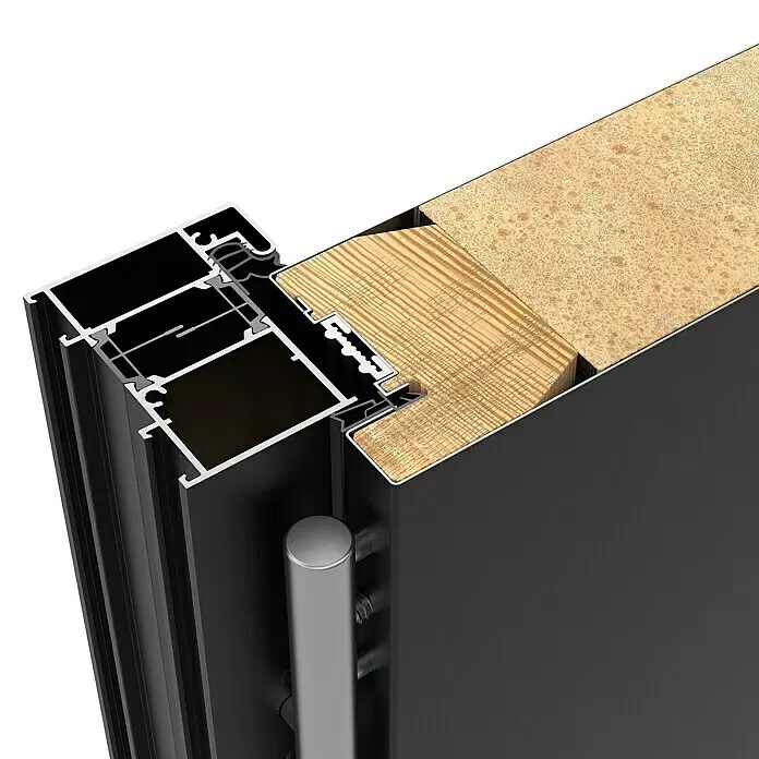 Gerda Haustür Thermo Prime 75 Lugano - 100 x 210 cm, DIN Anschlag: Rechts, Anthrazitgrau, Details in Edelstahl - Detailaufnahme