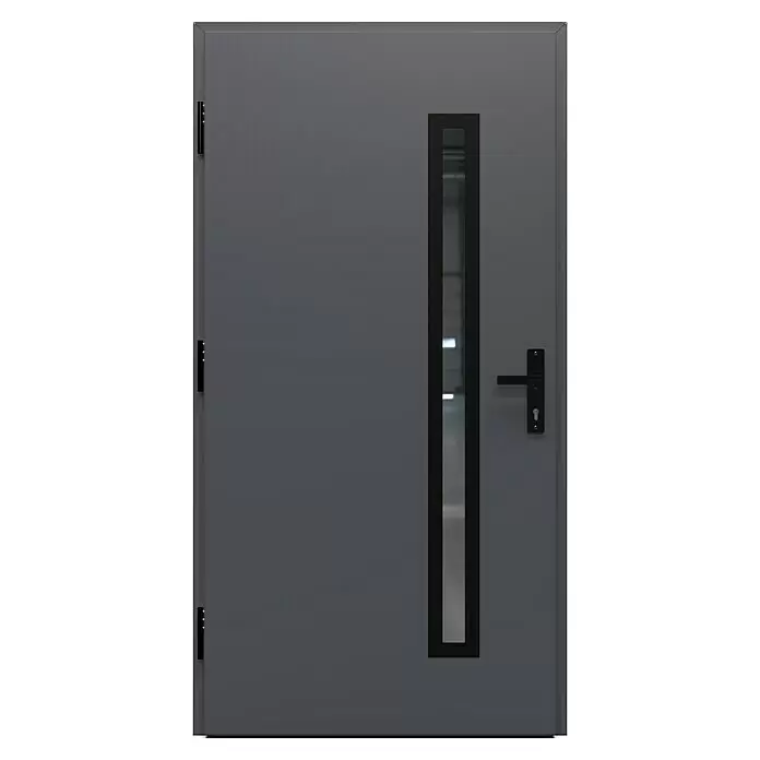 Gerda Haustür Thermo Prime 75 Rodan - 110 cm x 210 mm, DIN Anschlag: Links, Anthrazitgrau, Schwarze Details - Vorderansicht