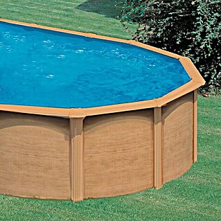 KWAD Stahlwand-Pool Steely de luxe Wood (L x B x H: 490 x 360 x 120 cm, Hellbraun, 19 400 l)
