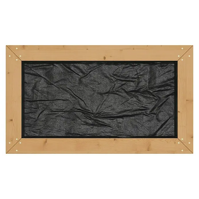 Hochbeet Rhombus - 100 x 58 x 75 cm, Holz, Natur - Ein rechteckiger, hölzerner Hochbeetrahmen mit einer schwarzen, wasserdurchlässigen Innenfolie, ideal für Gartenprojekte im Außenbereich.