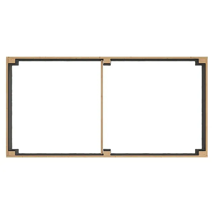Hochbeet - 200 x 100 x 72 cm, Holz, Natur - Holzfensterrahmen mit doppelter Verglasung und Holzleisten, die die Wärmedämmung unterstützen und für ein modernes, energieeffizientes Design sorgen.