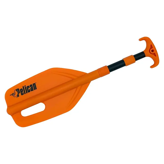 Pelican Paddel - Verstellbar: 63,5 cm - 137 cm - Orangefarbenes Pelican-Paddel mit T-Griff für Paddelboote, ideal für Notfälle oder als kompaktes Zubehör für Wassersportler.
