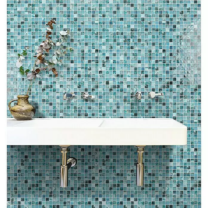 Mosaikfliese Quadrat Crystal XCM JT14 - 29,8 x 29,8 cm, Grün/Blau, Glänzend - Stimmungsaufnahme