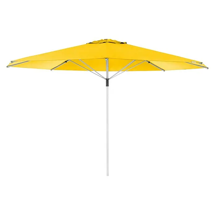 Doppler Marktschirm rund Telestar - Gelb, Durchmesser Bespannung: 500 cm - Sonnengelber Gartenschirm mit robustem, silbernem Gestell, ideal für sonnige Tage im Freien. Perfekter Schutz mit Stil.