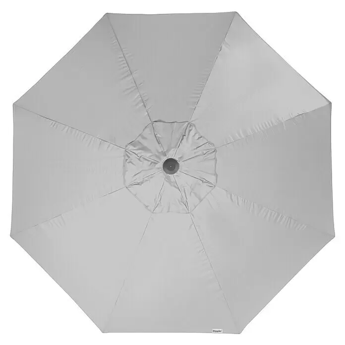 Doppler Alu Expert Marktschirm rund - Grau, Durchmesser Bespannung: 400 cm - Hellgrauer achteckiger Sonnenschirm, von oben gesehen.