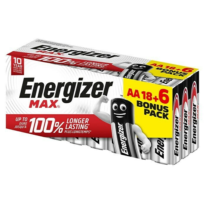 Energizer Max Alkaline-Batterie (Mignon AA, Alkali-Mangan, 24 Stk.) | BAUHAUS