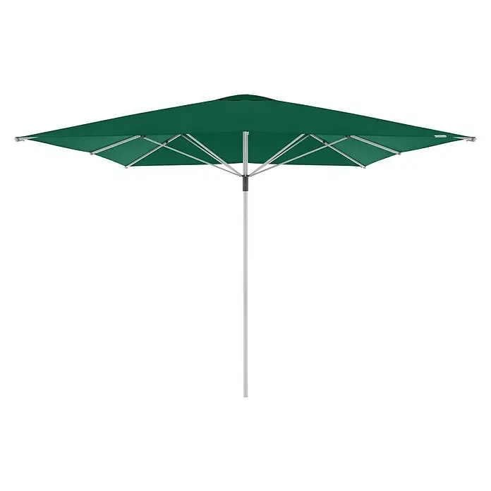 Doppler Marktschirm Telestar - Dunkelgrün, Bespannungsmaß (L x B): 400 x 400 cm - Grüner Sonnenschirm mit solidem, weißem Ständer, ideal für den Garten oder die Terrasse, spendet Schatten und sorgt für Komfort.