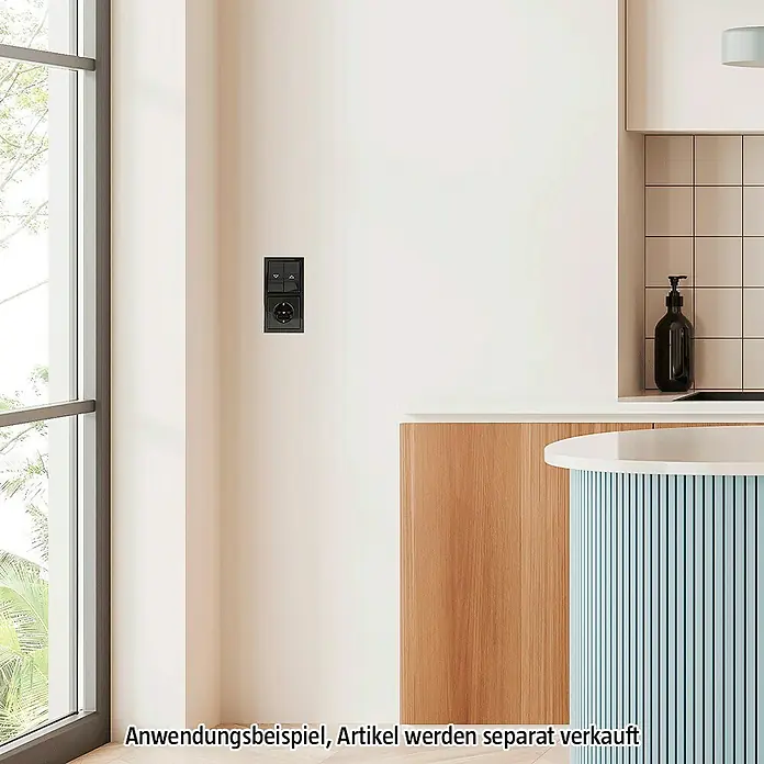 Busch-Jaeger Future Linear Abdeckrahmen 1722-181K - Anthrazit, 2-fach, Kunststoff - Schwarze Steckdose mit Rollladensteuerung. Moderne Elektroinstallation für ein stilvolles Zuhause.