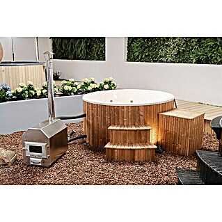 Holzklusiv Hot Tub Jade 200 Basic Deluxe (220 cm, Weiß, Thermoholz, Max. Personenzahl: 8)