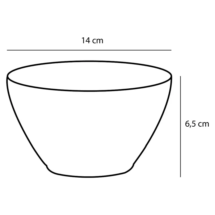 Schale Tabo - Ø x H: 14 x 6,5 cm, Schwarz - Abbildung einer schwarzen Schale mit den Maßen 14 cm Breite und 6,5 cm Höhe.