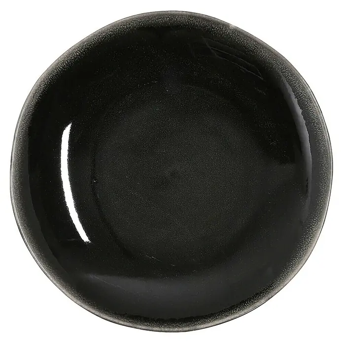 Teller Tabo - 1 Stk., Ø x H: 20,5 x 2 cm, Keramik, Schwarz - Nahaufnahme einer eleganten, schwarzen Schale mit subtilen Farbnuancen, perfekt für stilvolle Tischarrangements.