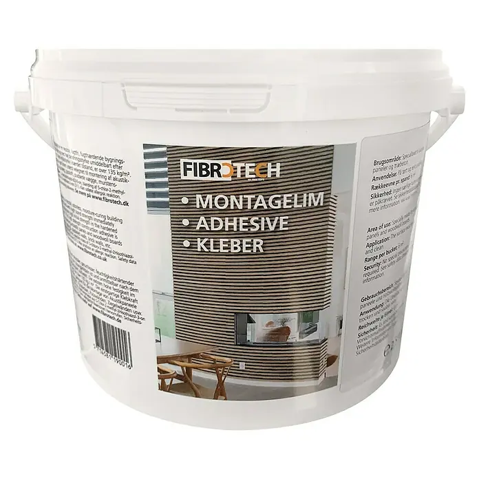 FibroTech Montagekleber - 2,5 kg - FIBROTECH Montagekleber im Eimer. Starker Kleber für Paneele, Holz und Akustikplatten, ideal für den Innenbereich.