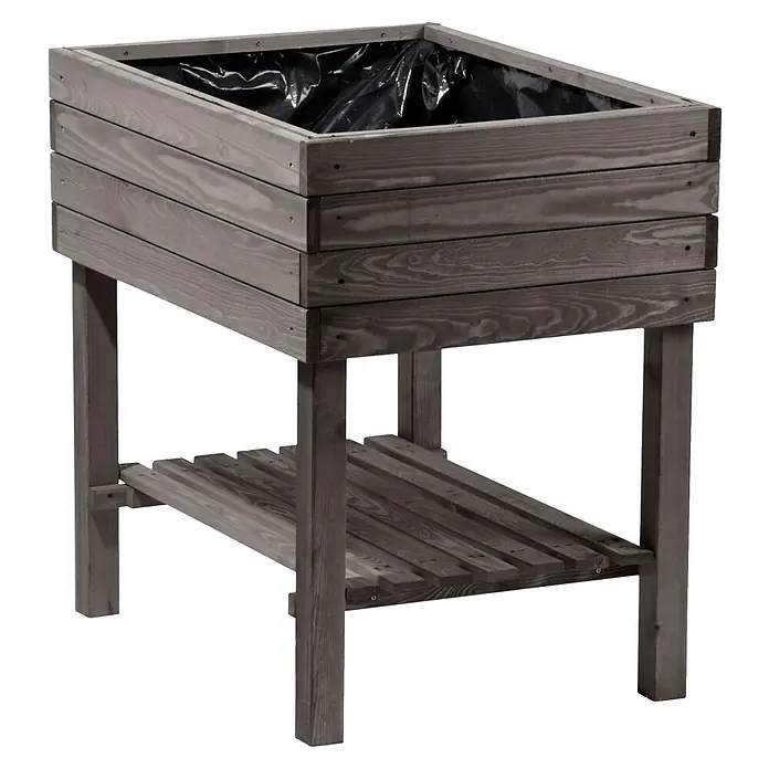 Dobar Hochbeet Kubus - 80 x 58 x 80 cm, Holz, Anthrazit - Grauer, erhöhter Pflanzkasten aus Holz mit Ablagefläche, ideal für Garten und Terrasse. Die robuste Konstruktion sorgt für Langlebigkeit.