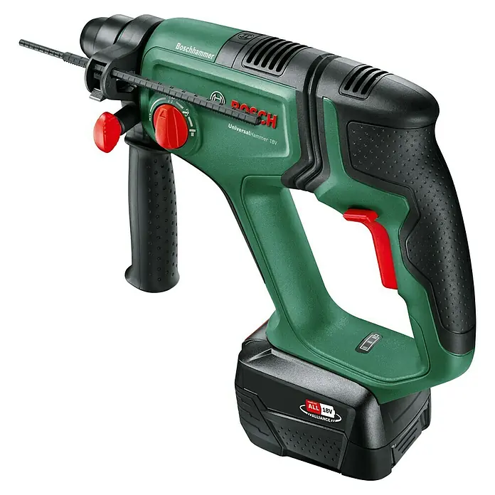 Bosch Power for All 18V Martillo combinado de batería Universal Hammer - 18 V, 2 baterías, 2,5 Ah, 2 J - Martillo perforador a batería Bosch UniversalHammer 18V, ideal para bricolaje.