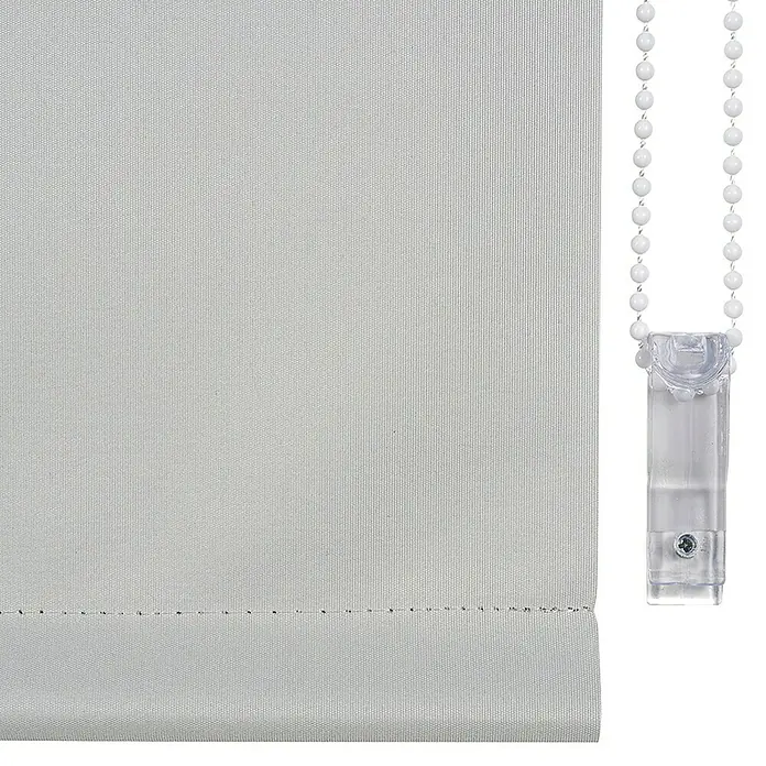 Estor enrollable opaco PP - An x Al: 150 x 180 cm, Gris - Un estor enrollable gris con un cordón de bolas blanco para su accionamiento, ideal para oscurecer la ventana y como elemento decorativo.