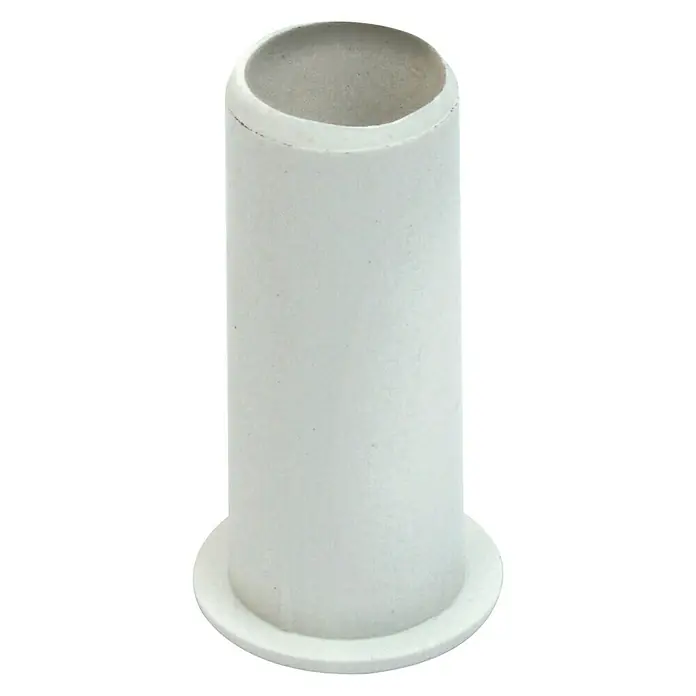Casquillo Kit - Diámetro: 15 mm, 5 ud. - Primer plano de un tubo de aislamiento cilíndrico blanco con una base ancha y plana e interior gris, utilizado para protección de cables.