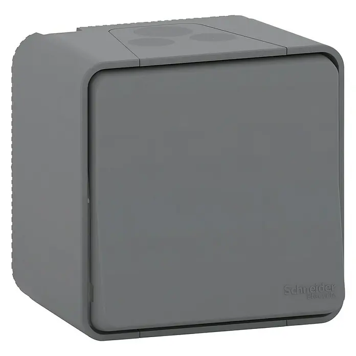 Schneider Electric Mureva Styl Pulsador - Gris, Montaje en la pared, 10 A - Interruptor gris Schneider Electric para uso interior, robusto y elegante para cualquier decoración moderna.