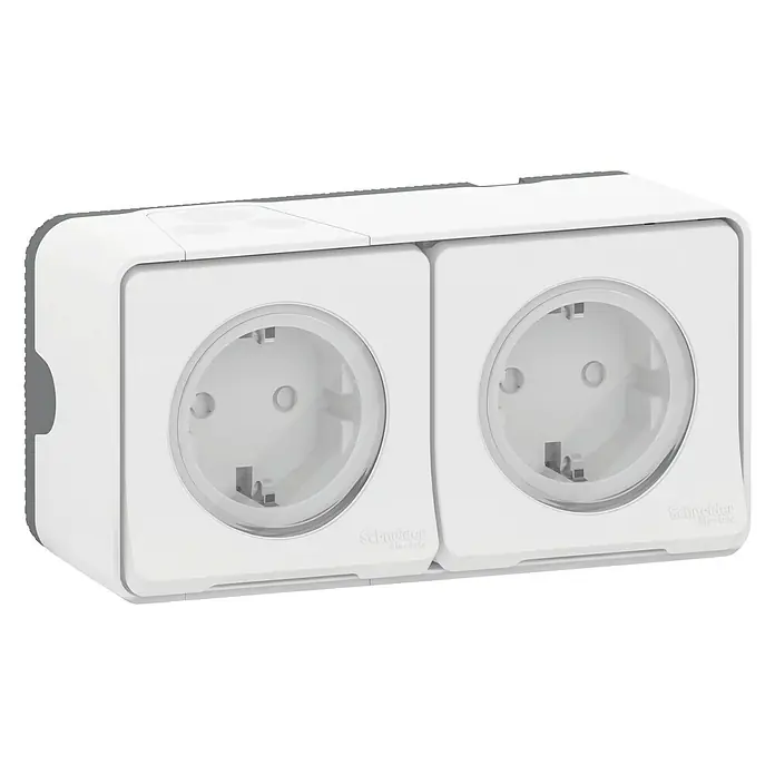 Schneider Electric Mureva Styl Enchufe doble - Blanco, Plástico, 16 A, Montaje en la pared, Instalar - Toma de corriente doble blanca de Schneider Electric, ideal para uso interior. Suministro de energía fiable con diseño elegante.