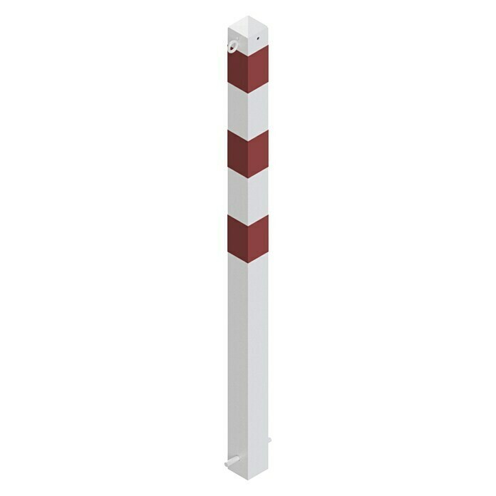 Schake Sperrpfosten (L x B x H: 70 x 70 x 1.300 mm, Stahl, Einbetonieren, Weiß/Rot, Öse)