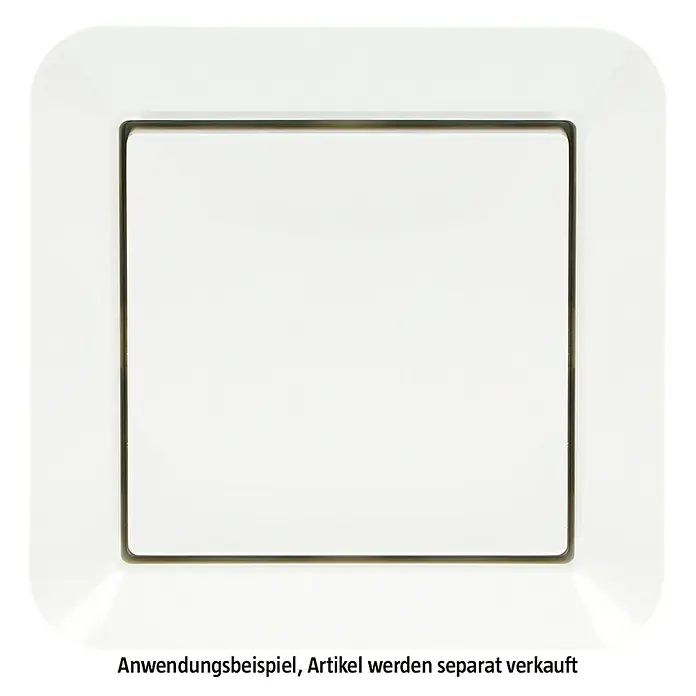 Merten 1-M Abdeckrahmen 389119 - Polarweiß, 1-fach, Kunststoff - Ein quadratischer, weißer Lichtschalter mit abgerundeten Ecken und einem dünnen Rahmen für stilvolle Wandinstallationen.