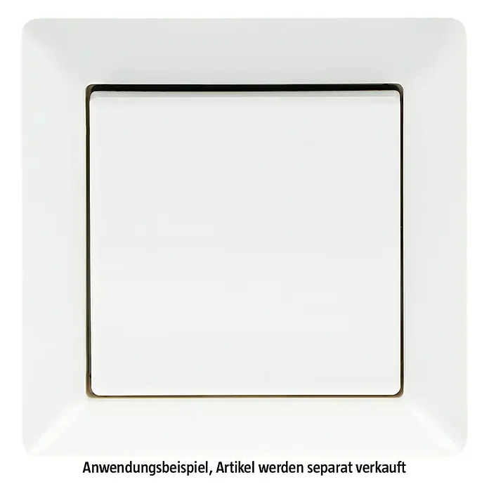 Jung AS 500 Abdeckrahmen AS581WW - Alpinweiß, 1-fach, Kunststoff - Weiße quadratische Wandplatte mit abgerundeten Ecken und einem rechteckigen Ausschnitt in der Mitte.