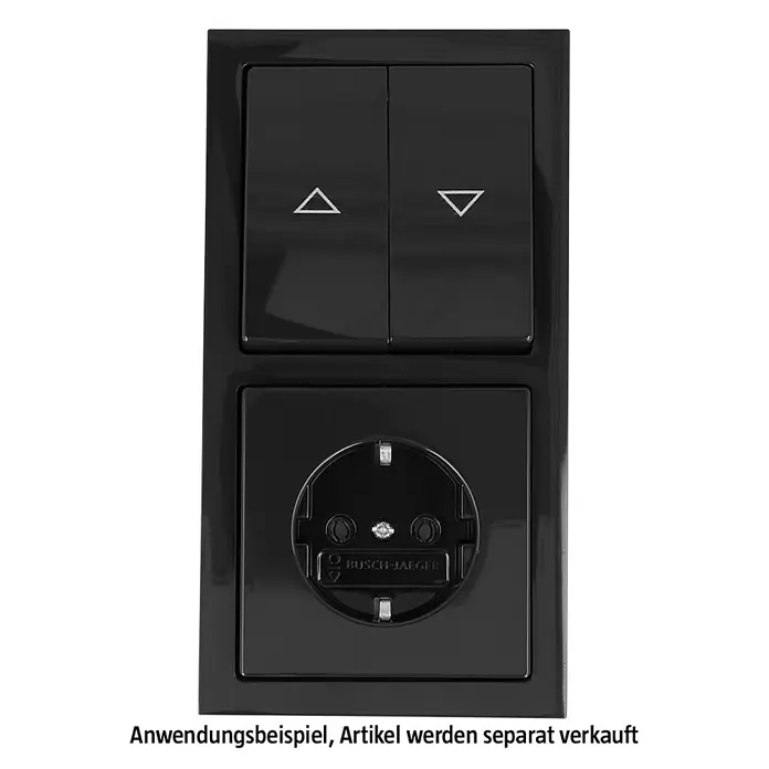 Busch-Jaeger Future Linear Abdeckrahmen 1722-181K - Anthrazit, 2-fach, Kunststoff - Schwarze Busch-Jaeger Steckdose mit Schaltern für Rollladensteuerung, eine elegante und funktionale Lösung für moderne Innenräume.
