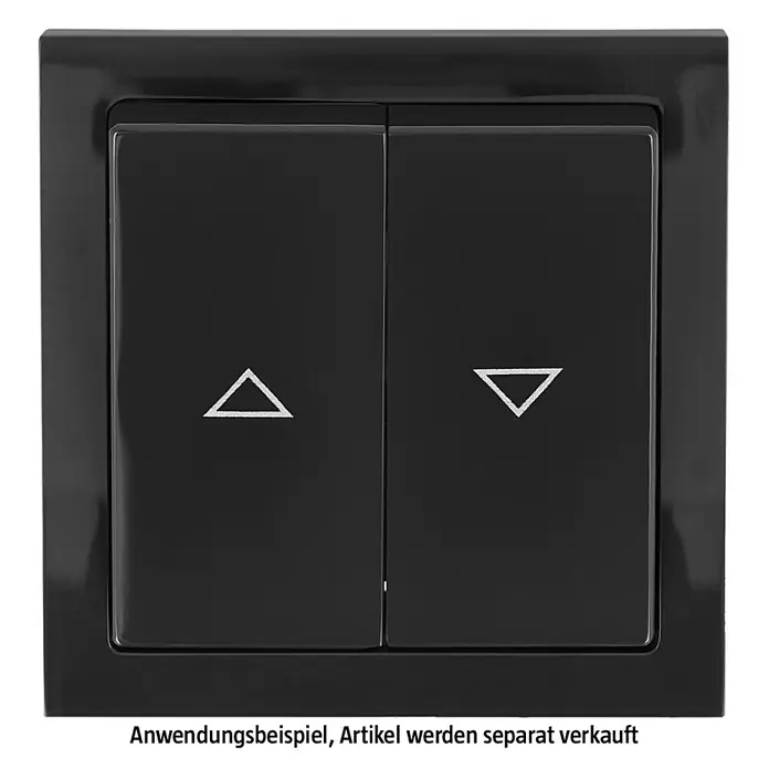 Busch-Jaeger Future Linear Abdeckrahmen 1721-885K - Schwarz matt, 1-fach, Kunststoff - Schwarzer Schalter mit zwei Tasten und Pfeilsymbolen zur Steuerung elektronischer Geräte oder Beleuchtung im Haus.
