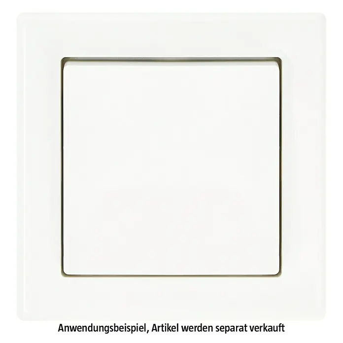 Merten M-SMART Abdeckrahmen 478119 - Polarweiß glänzend, 1-fach, Kunststoff - Nahaufnahme eines einzelnen, weißen Lichtschalters mit einem glänzenden Finish, der in einer schwarzen Umgebung montiert ist.