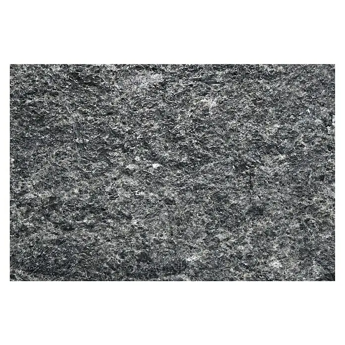 Fensterbank Luanda Waterjet - 113 x 30 x 2 cm, Schwarz, Naturstein - Nahaufnahme einer polierten Granitplatte mit grauen und schwarzen Farbtönen. Ideal für Arbeitsplatten oder Bodenbeläge.
