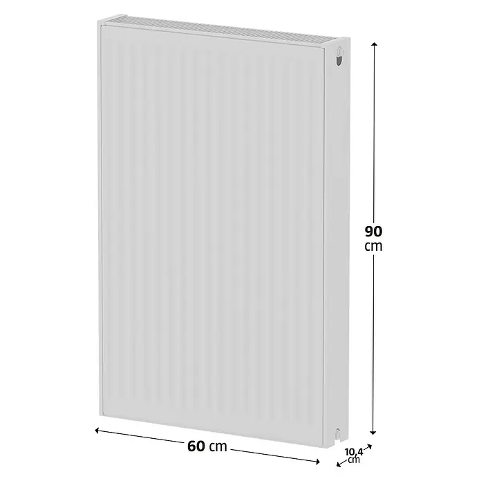 Kompaktheizkörper - B x H: 600 x 900 mm, Wärmeleistung bei Vorlauftemperatur von 75 °C (D: 50): 1.482 W, Typ Heizkörper: 22 - Weißer Heizkörper mit den Maßen 60x90x10,4 cm, ideal für Wohnräume. Kompaktes Design für effiziente Wärme.