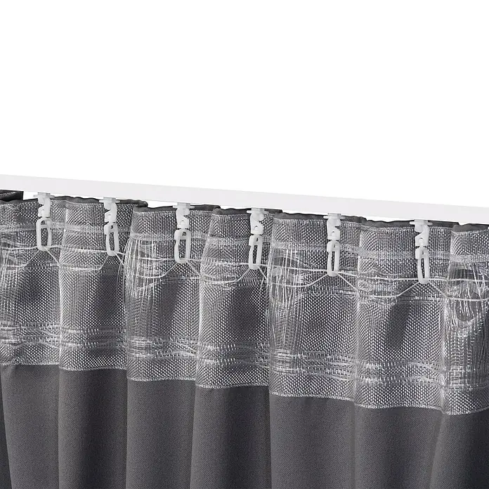 Elbersdrucke Verdunkelungsvorhang Midnight - 140 x 300 cm, 100 % Polyester, Grau - Graue Vorhänge mit weißer Schiene und Haken bieten einen eleganten Look und eine einfache Aufhängung für eine stilvolle Fensterdekoration.