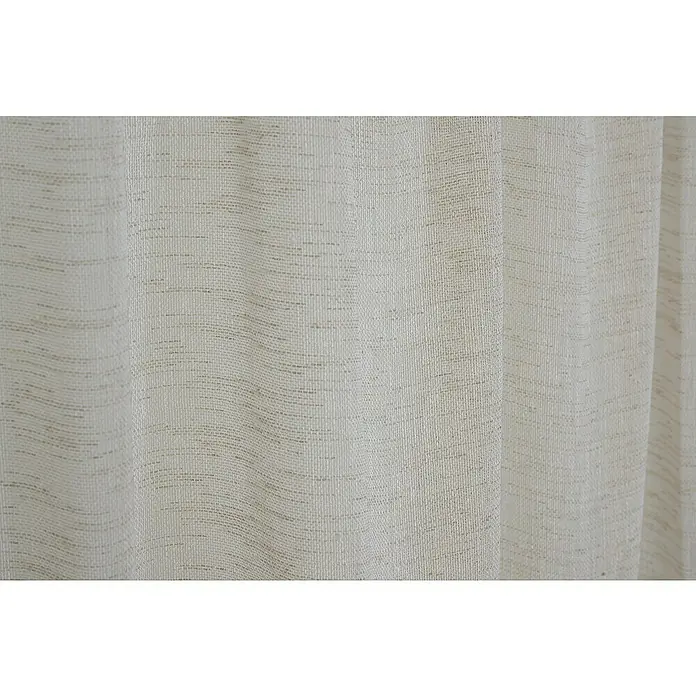 Elbersdrucke Bistrogardine Liem - B x H: 140 x 48 cm, 100 % Polyester, Beige - Ein detailliertes Bild einer cremefarbenen Gardine. Die Textur des Stoffes ist deutlich sichtbar und verleiht dem Vorhang eine elegante Note.