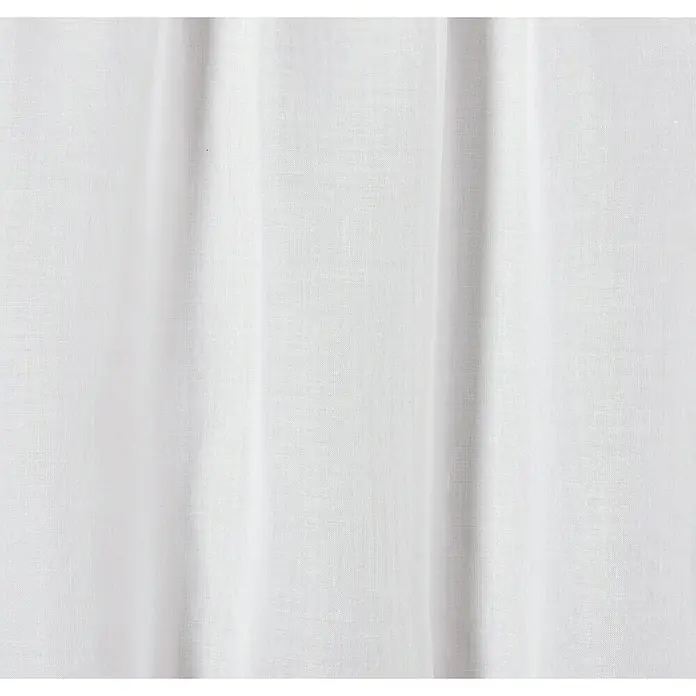 Elbersdrucke Bistrogardine Spume - B x H: 140 x 45 cm, 100 % Polyester, Weiß - Nahaufnahme eines weißen Leinenvorhangs, der durch seine schlichte Eleganz und feine Textur besticht. Ideal für luftige, helle Räume.