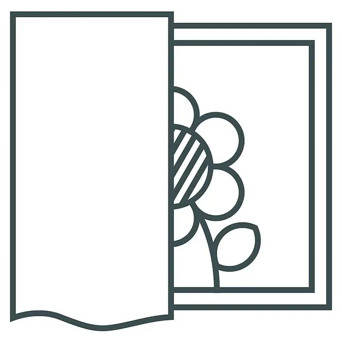 Elbersdrucke Ösenschal Odeon - B x H: 140 x 255 cm, 100 % Polyester, Dunkelgrau - Illustration eines halb verdeckten Blumenbildes mit schlichtem Rahmen, ideal für Wohnkultur oder kreative Projekte.