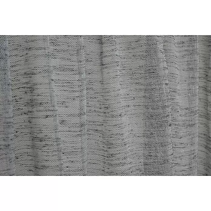 Elbersdrucke Bistrogardine Liem - B x H: 140 x 48 cm, 100 % Polyester, Dunkelgrau - Strukturierter hellgrauer Stoff mit sichtbarem Gewebe und weichen Falten.