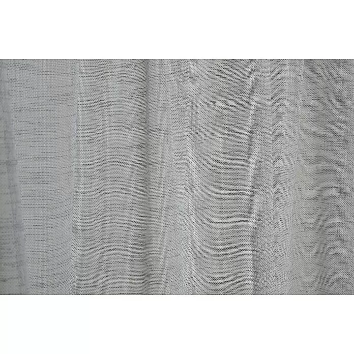 Elbersdrucke Bistrogardine Liem - B x H: 140 x 48 cm, 100 % Polyester, Grau - Hellgrauer, texturierter Webstoff mit dunkleren Sprenkeln, in weichen Falten drapiert.