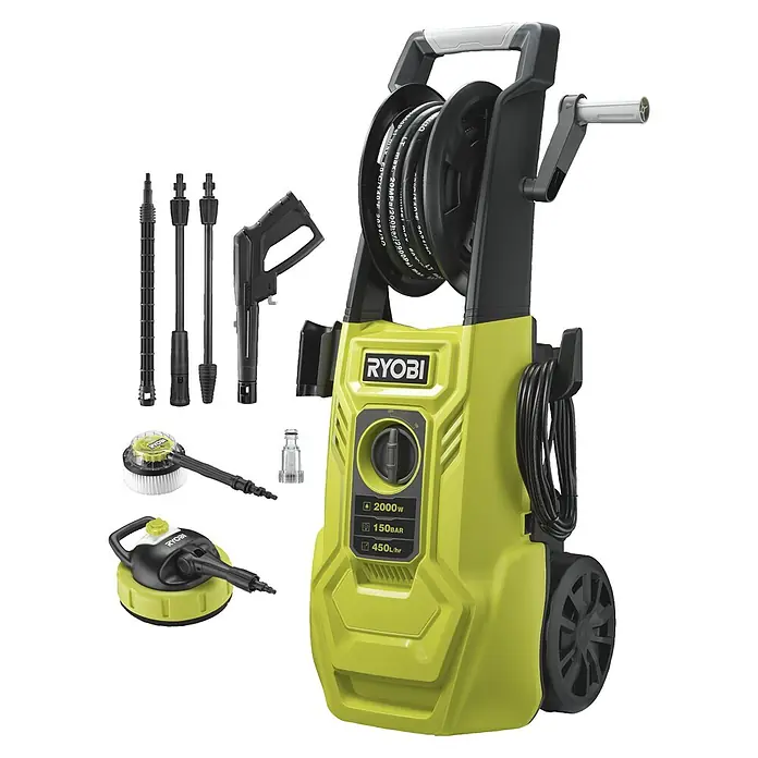 Ryobi Hochdruckreiniger RY150PWA - 2.000 W - Ryobi Hochdruckreiniger mit Zubehör, ideal für Reinigungsarbeiten rund ums Haus und im Garten. Leistungsstark und benutzerfreundlich.