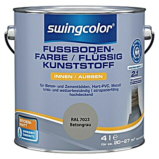 swingcolor 2in1 Flüssigkunststoff / Fußbodenfarbe RAL 7023 (Betongrau, 4 l, Seidenmatt)