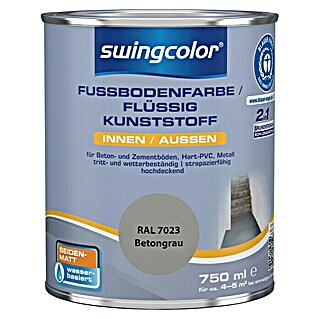 swingcolor 2in1 Flüssigkunststoff / Fußbodenfarbe RAL 7023 (Betongrau, 750 ml, Seidenmatt)