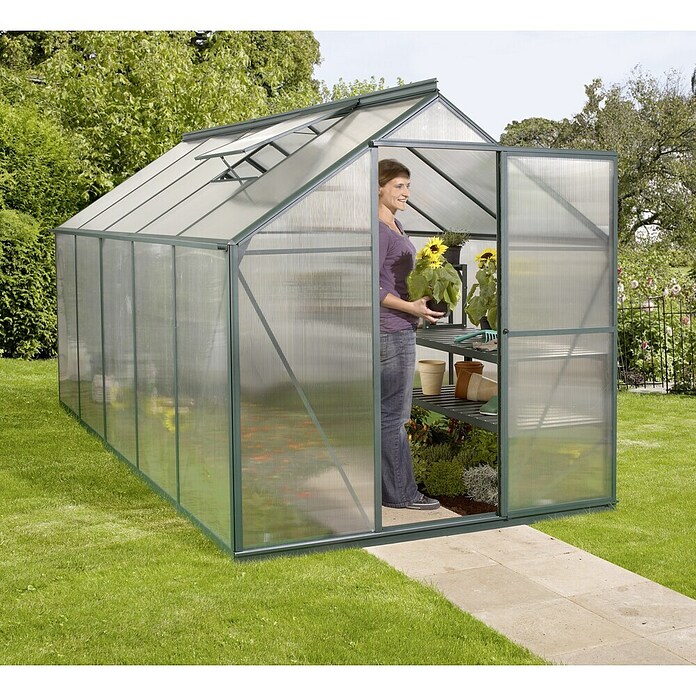 Vitavia Gewächshaus (3,77 x 1,98 x 1,96 m, Glasstärke: 6 mm, Smaragd)