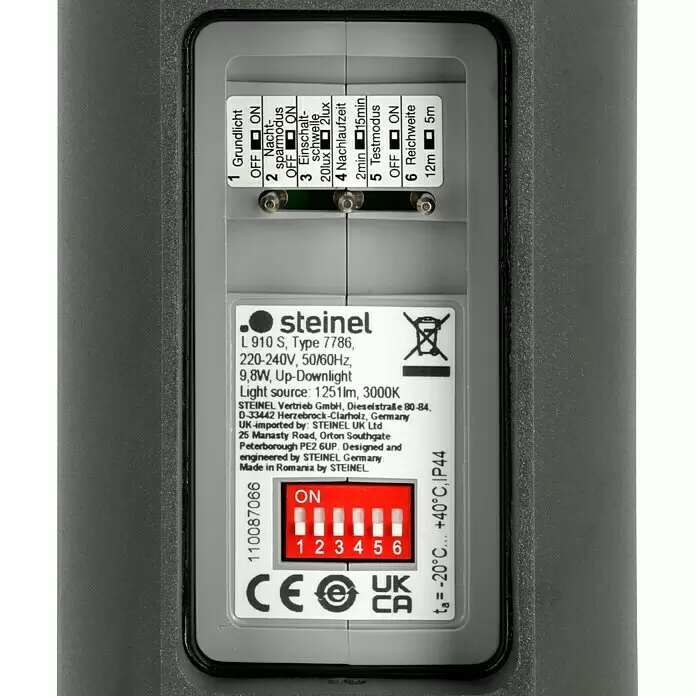 Steinel LED-Sensor-Außenwandleuchte L 910 S anthrazit - 9,8 W, L x B x H: 8 x 8,5 x 23,5 cm, Anthrazit, Weiß, Warmweiß - Detailaufnahme