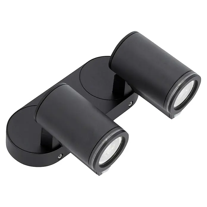 Steinel LED-Sensor-Außenwandleuchte Spot Duo S anthrazit - 14,95 W, L x B x H: 9,8 x 24,7 x 17,5 cm, Anthrazit, Warmweiß - Aufnahme des schwarzen Strahlerpaars, ideal zur stilvollen Beleuchtung eines Raumes mit modernem Design und gerichteter Beleuchtung.