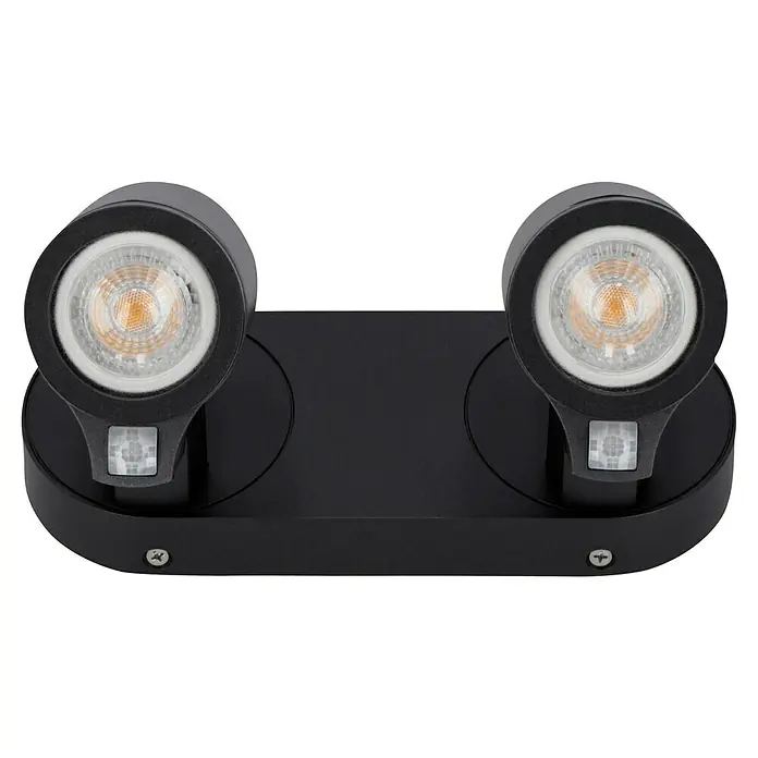 Steinel LED-Sensor-Außenwandleuchte Spot Duo S anthrazit - 14,95 W, L x B x H: 9,8 x 24,7 x 17,5 cm, Anthrazit, Warmweiß - Schwarze LED-Notfallleuchte mit zwei Strahlern für den Innenbereich.‎