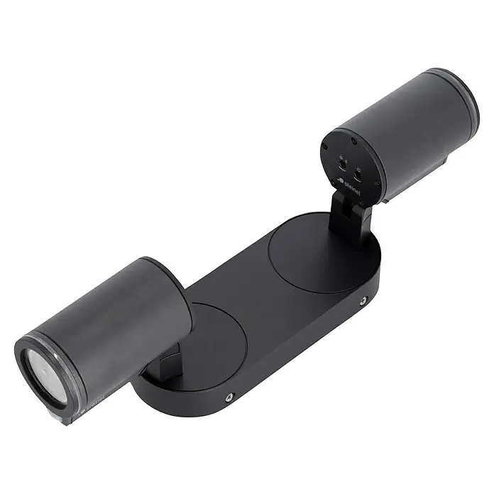 Steinel LED-Sensor-Außenwandleuchte Spot Duo S anthrazit - 14,95 W, L x B x H: 9,8 x 24,7 x 17,5 cm, Anthrazit, Warmweiß - Schwarzer LED-Doppelstrahler von Steinel mit zwei zylindrischen Leuchtenköpfen und einem Sockel. Ideal für die Außenbeleuchtung.