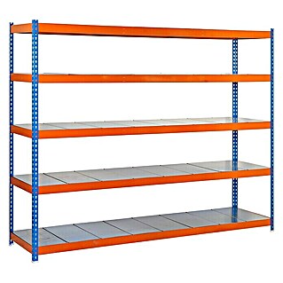 Simonrack Ecoforte Estantería para cargas pesadas Metal (Al x An x Pr: 200 x 180 x 45 cm, Número de baldas: 5 ud., Azul/Naranja)
