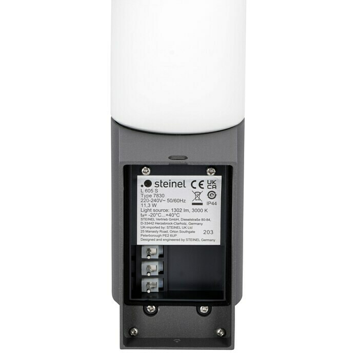 Steinel LED-Sensor-Außenwandleuchte 7,8 13,1 L (11,3 x Anthrazit, W, x BAUHAUS 26 Warmweiß) cm, 605 | S anthrazit H: x B L x