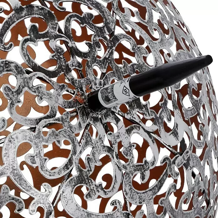 BAUHAUS Solar-Dekoleuchte Antik - LED, Silber, Ø x H: 40 x 50 cm - Patinierte silber-graue und kupferfarbene Metallkugel mit Solarstab. Dekorative Gartenleuchte.
