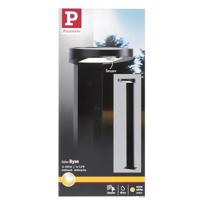 Paulmann Solarleuchte Ryse1,2 W, Anthrazit, Höhe: 79,6 cm